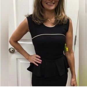 French Connection NEW Valencia Peplum Sleeveless Black Mini Dress Womens Size 2